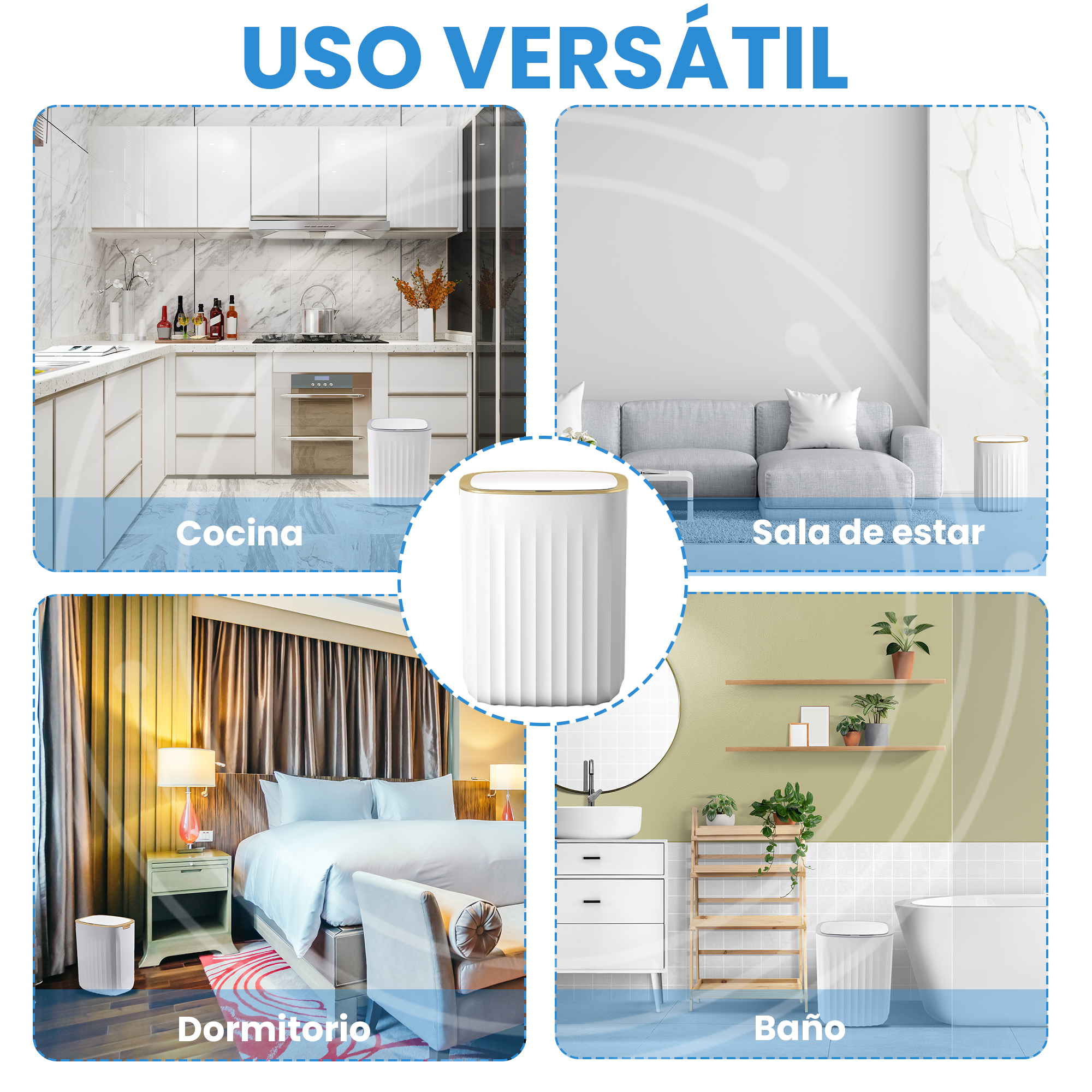 Foto 5 | Cesto de Basura Domotica Home Blanco con Sensor
