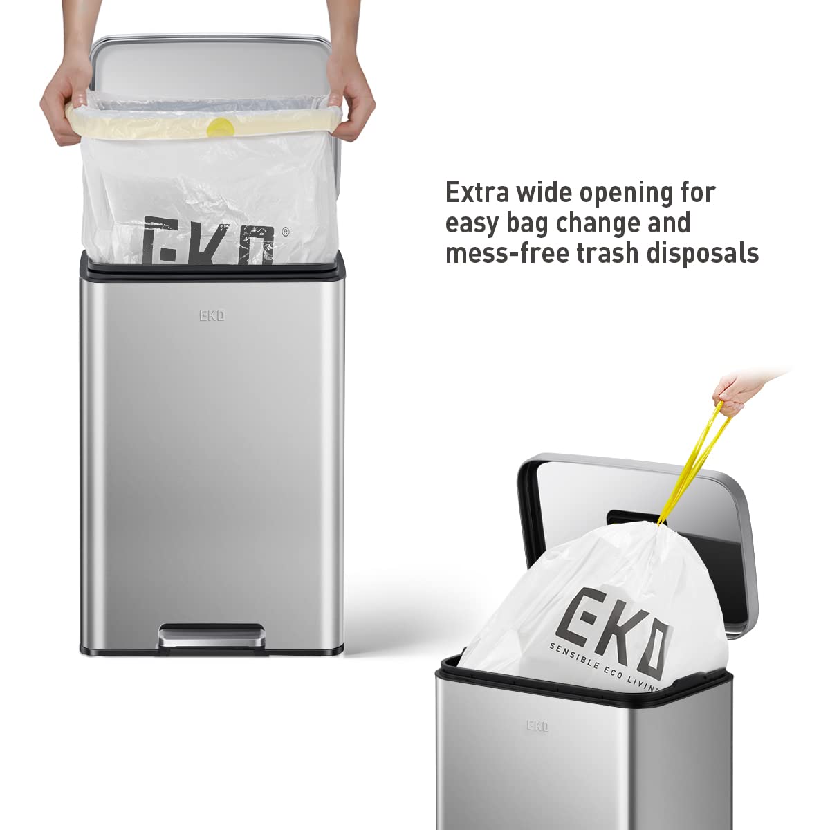 Foto 4 | Bote De Basura Eko Madison, Acero Inoxidable Mate, 50 L/13.2 Galones Con Forro - Venta Internacional.