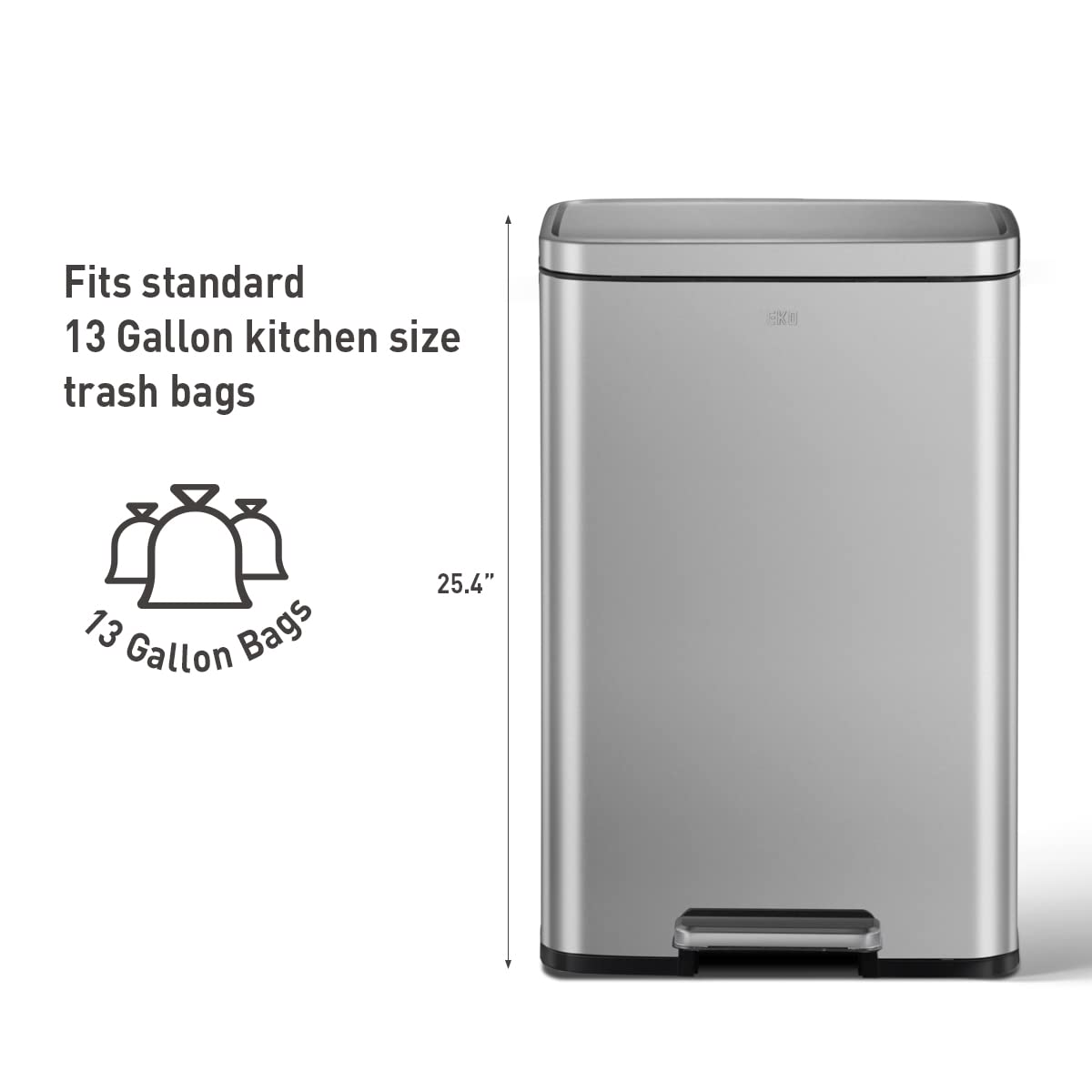 Foto 6 pulgar | Bote De Basura Eko Madison, Acero Inoxidable Mate, 50 L/13.2 Galones Con Forro - Venta Internacional.