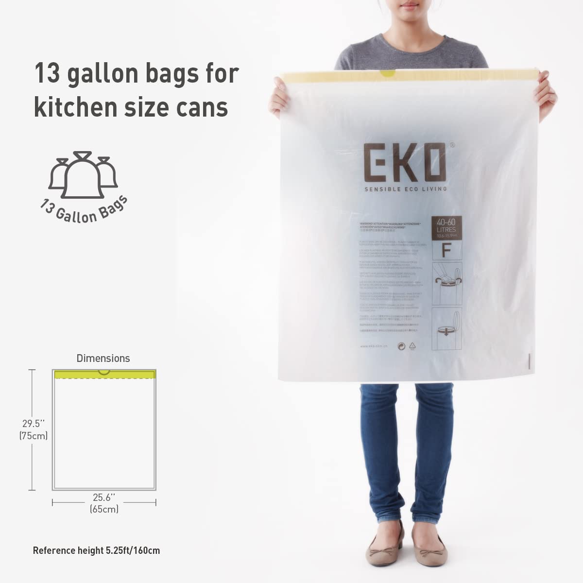 Foto 7 pulgar | Bolsas De Basura Eko Easy-dispense, 13 Galones (40l-60l), 60 Unidades - Venta Internacional.