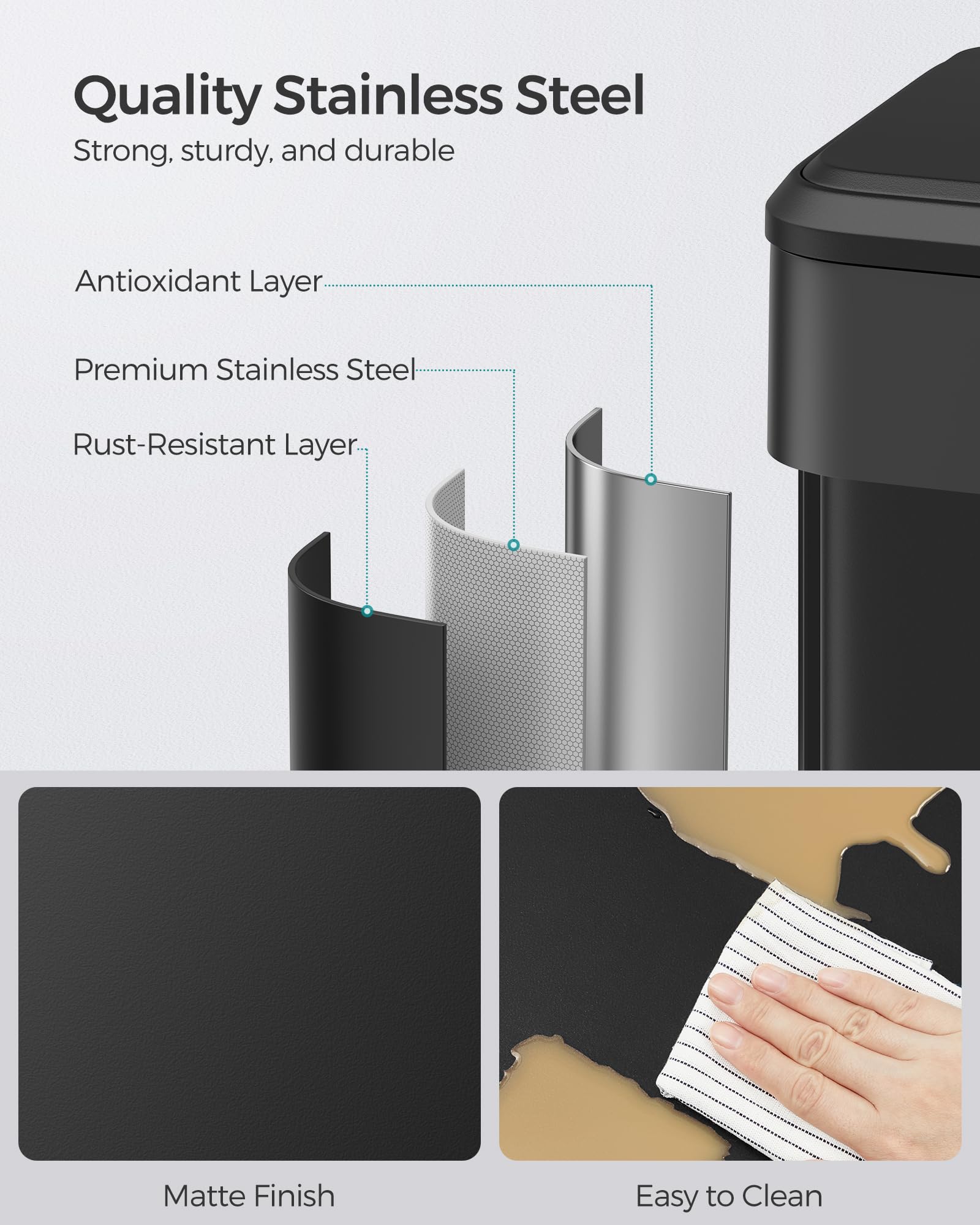 Foto 7 pulgar | Cubo De Basura De Cocina Songmics De 40 Litros Con Tapa Y Pedal - Venta Internacional.