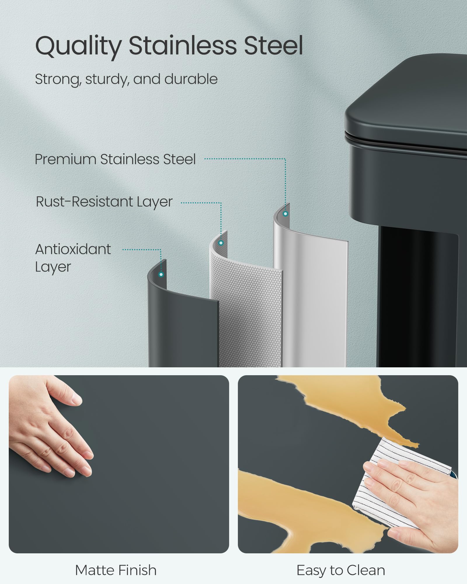 Foto 4 pulgar | Cubo De Basura De Cocina Songmics 40l Con Tapa De Acero Inoxidable Gris - Venta Internacional.