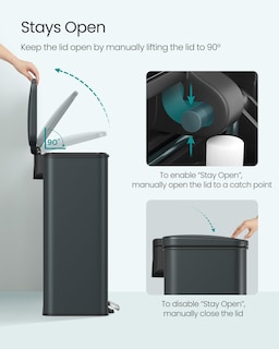 Foto 4 | Cubo De Basura De Cocina Songmics 40l Con Tapa De Acero Inoxidable Gris - Venta Internacional.