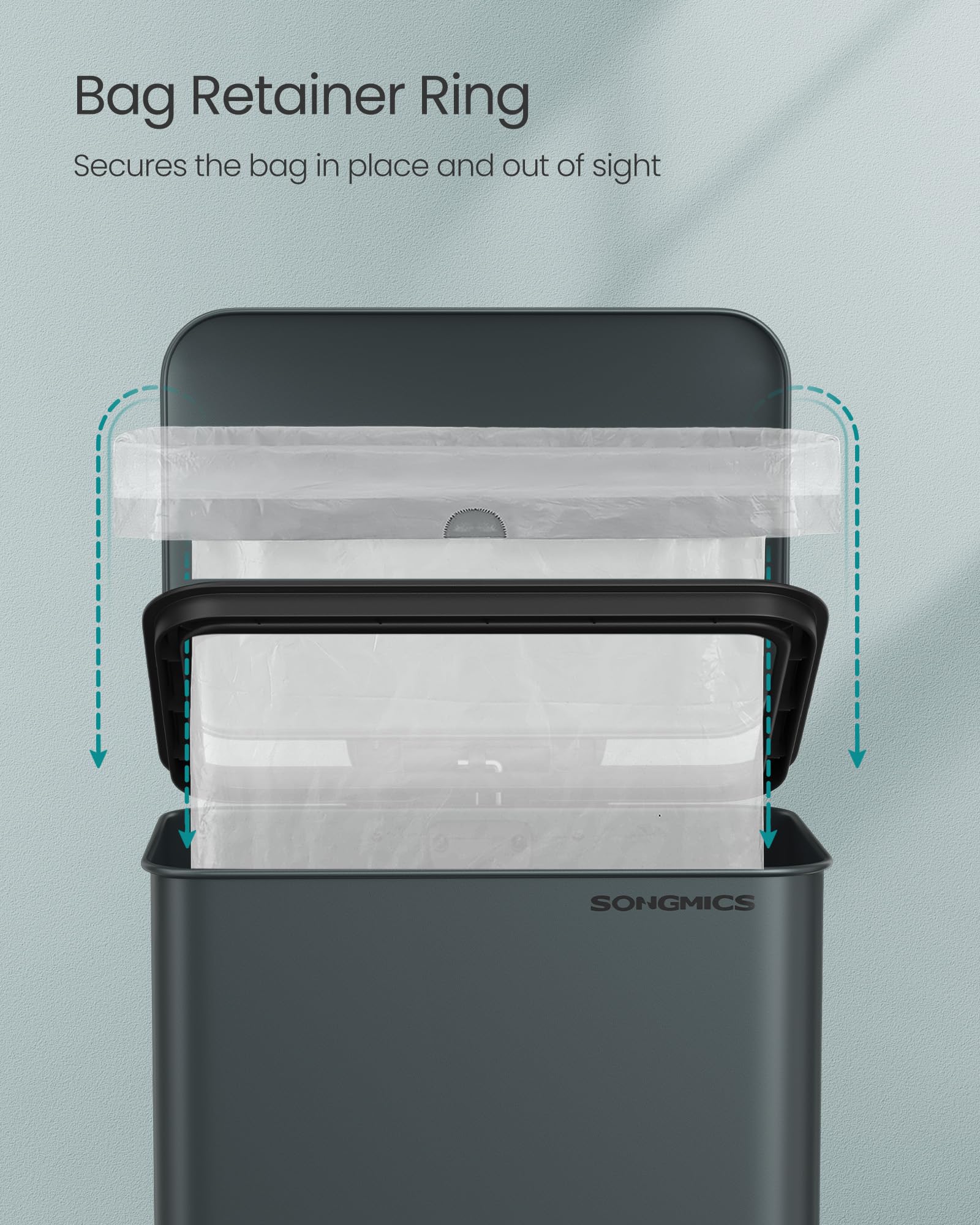 Foto 6 pulgar | Cubo De Basura De Cocina Songmics 40l Con Tapa De Acero Inoxidable Gris - Venta Internacional.