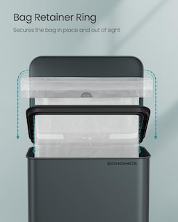 Foto 5 | Cubo De Basura De Cocina Songmics 40l Con Tapa De Acero Inoxidable Gris - Venta Internacional.