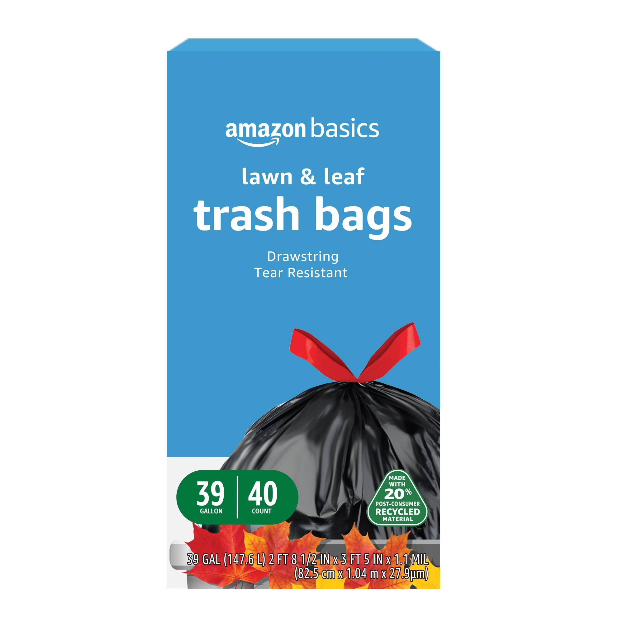 Bolsas De Basura Amazon Basics Lawn & Leaf, 39 Galones, 40 Unidades - Venta Internacional.