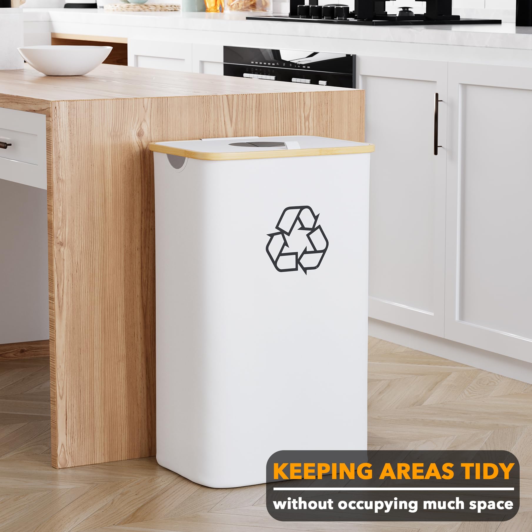 Foto 3 pulgar | Papelera De Reciclaje Spaceaid De 100 Litros, 26 Galones, Con Tapa Y 2 Bolsas, Color Blanco - Venta Internacional.