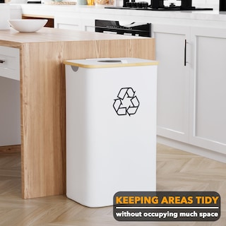 Foto 2 | Papelera De Reciclaje Spaceaid De 100 Litros, 26 Galones, Con Tapa Y 2 Bolsas, Color Blanco - Venta Internacional.
