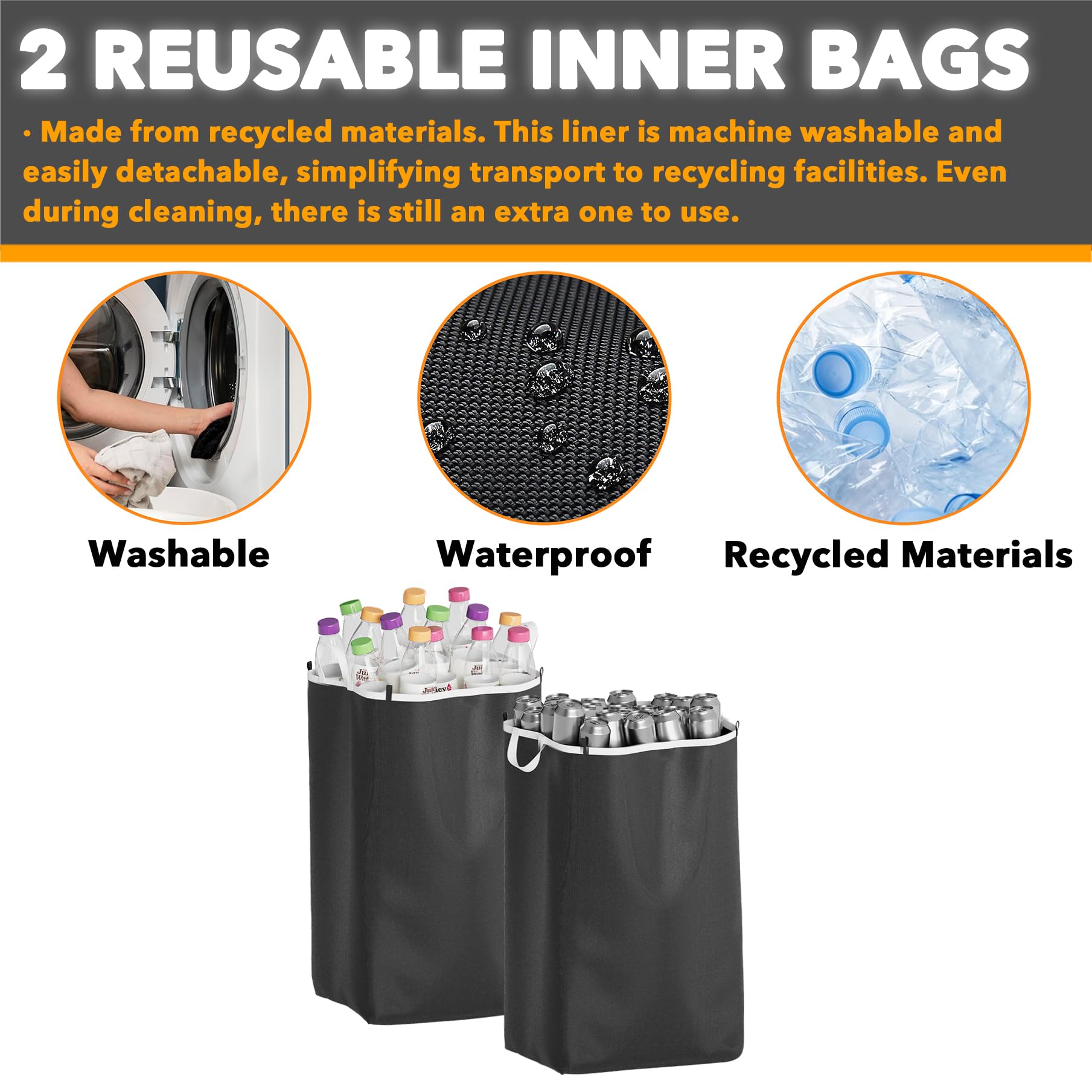 Foto 4 pulgar | Papelera De Reciclaje Spaceaid De 100 Litros, 26 Galones, Con Tapa Y 2 Bolsas, Color Blanco - Venta Internacional.