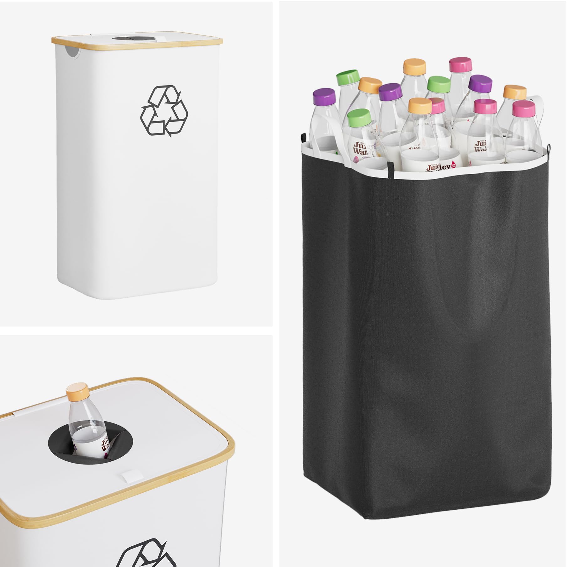 Foto 7 pulgar | Papelera De Reciclaje Spaceaid De 100 Litros, 26 Galones, Con Tapa Y 2 Bolsas, Color Blanco - Venta Internacional.