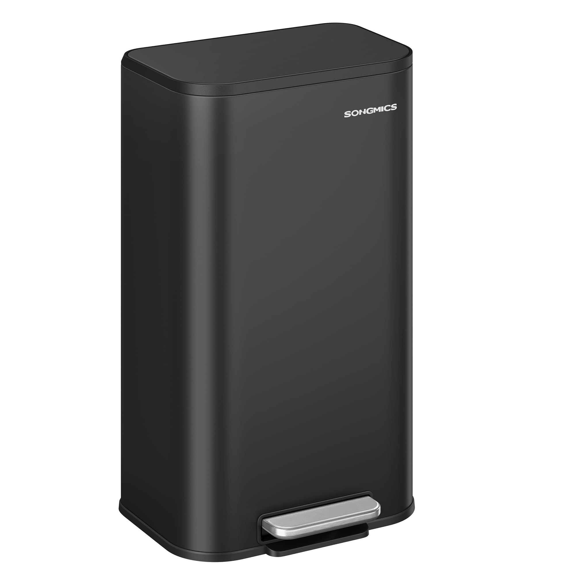 Bidón De Basura Songmics De Acero Inoxidable De 30 Litros Con Tapa De Tinta, Color Negro - Venta Internacional.