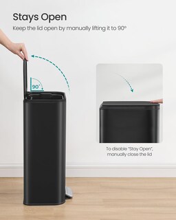 Foto 6 | Bidón De Basura Songmics De Acero Inoxidable De 30 Litros Con Tapa De Tinta, Color Negro - Venta Internacional.