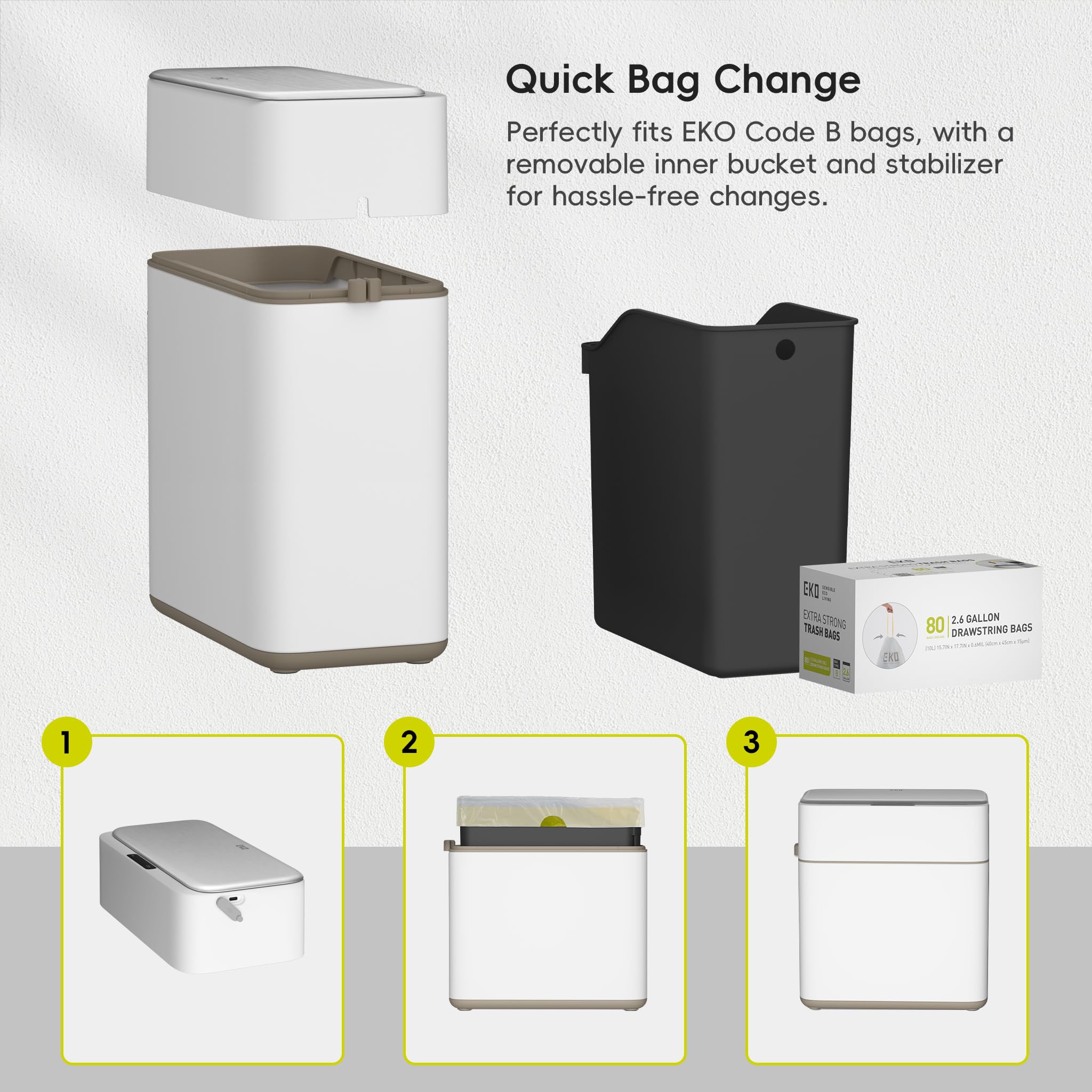 Foto 4 pulgar | Cubo De Basura Automático Para Baño Eko 8l Con Sensor De Movimiento En La Tapa - Venta Internacional.