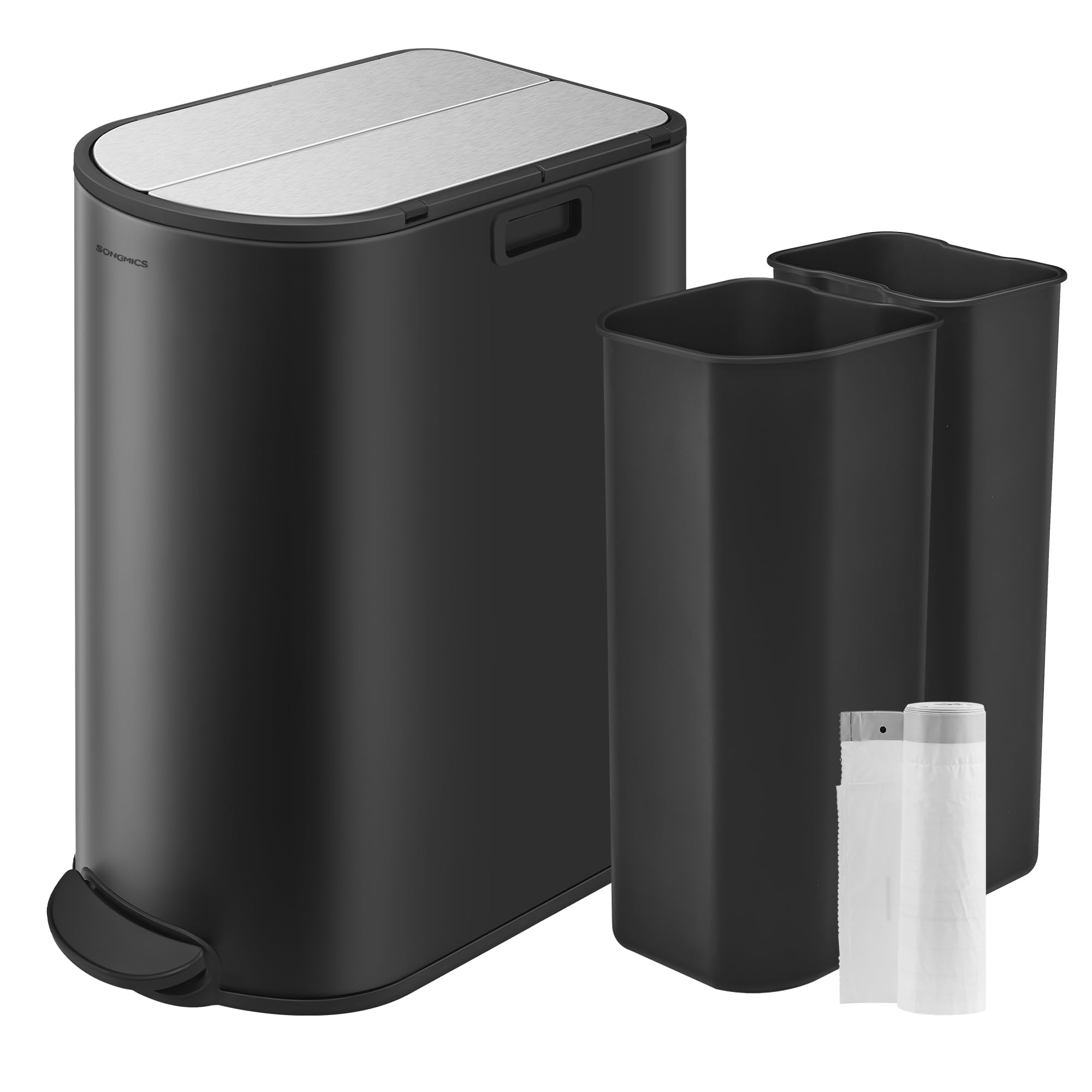 Foto 2 pulgar | Cubo De Basura Songmics De 49 L Para Cocina Doble Con Tapas Laterales, Acero Inoxidable S - Venta Internacional.