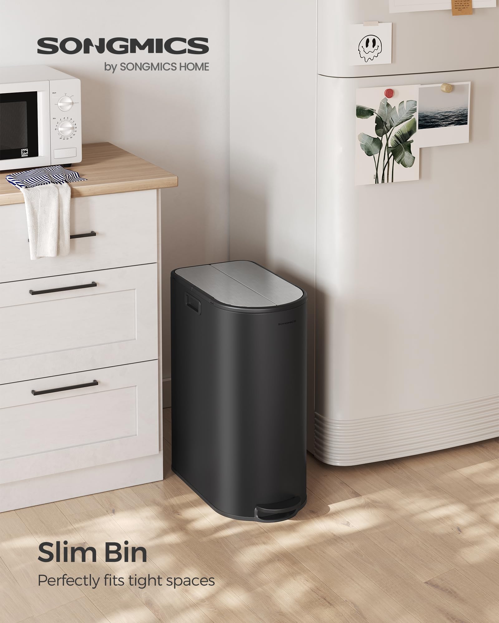 Foto 3 pulgar | Cubo De Basura Songmics De 49 L Para Cocina Doble Con Tapas Laterales, Acero Inoxidable S - Venta Internacional.