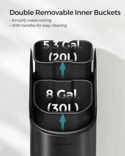 Foto 4 | Cubo De Basura Songmics De 49 L Para Cocina Doble Con Tapas Laterales, Acero Inoxidable S - Venta Internacional.