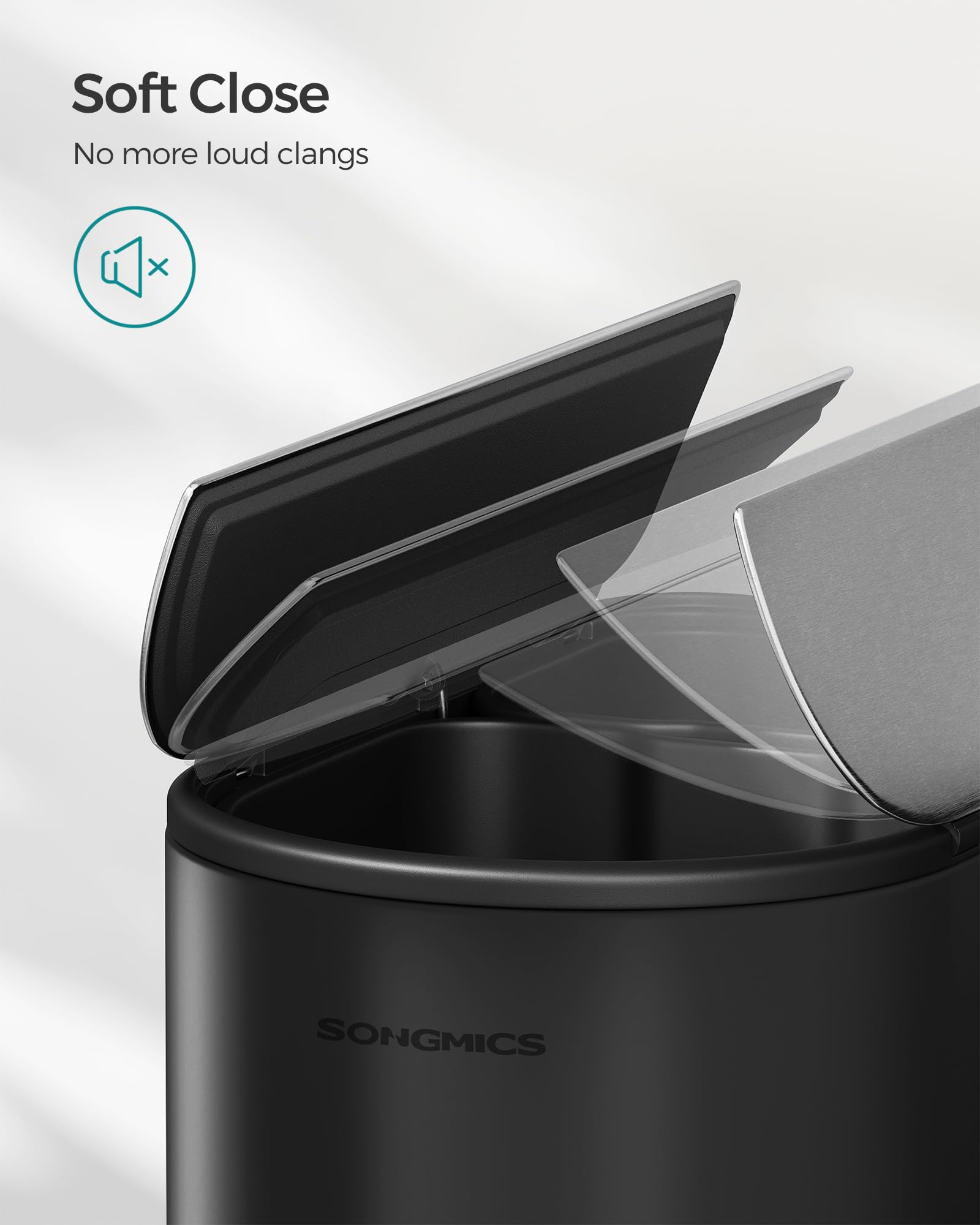 Foto 5 | Cubo De Basura Songmics De 49 L Para Cocina Doble Con Tapas Laterales, Acero Inoxidable S - Venta Internacional.