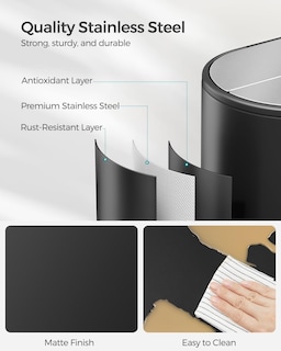 Foto 6 | Cubo De Basura Songmics De 49 L Para Cocina Doble Con Tapas Laterales, Acero Inoxidable S - Venta Internacional.