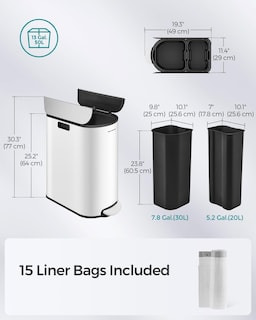 Foto 7 | Bote De Basura Songmics De 50 Litros, Doble Cocina, Compartimentos De 20 Y 30 Litros - Venta Internacional.