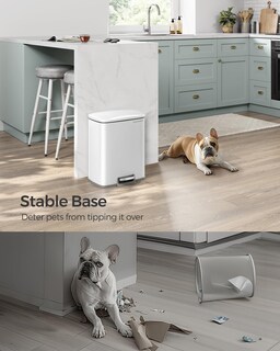 Foto 4 | Cubo De Basura Songmics De Acero Inoxidable De 20 Litros Con Tapa Blanca Ultb543w - Venta Internacional.