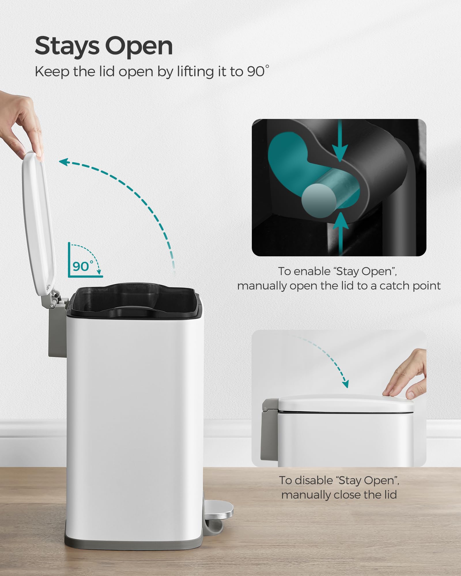 Foto 7 pulgar | Cubo De Basura Songmics De Acero Inoxidable De 20 Litros Con Tapa Blanca Ultb543w - Venta Internacional.