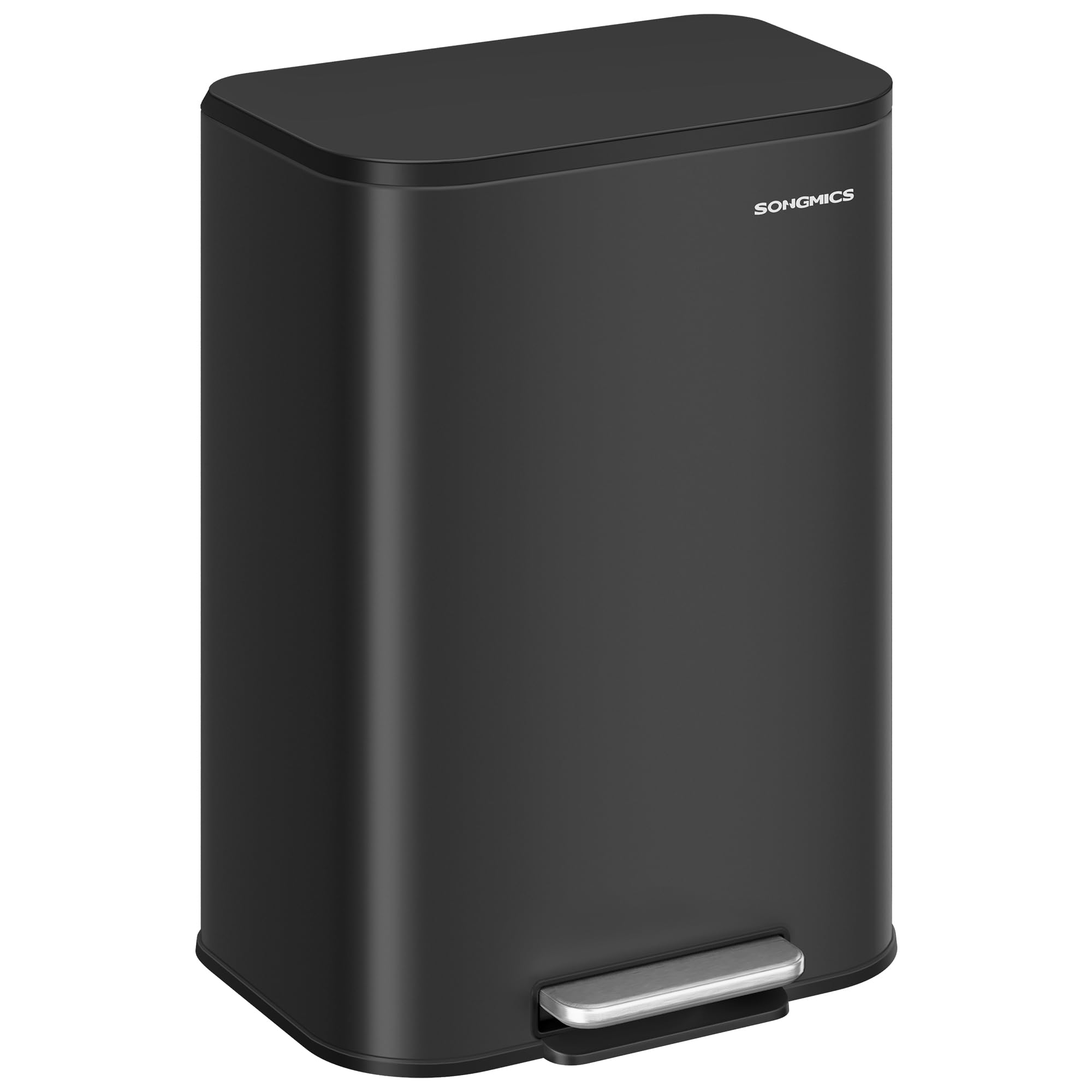 Foto 1 | Bidón De Basura Songmics 50l De Acero Inoxidable Con Tapa De Tinta Negra Ultb - Venta Internacional.