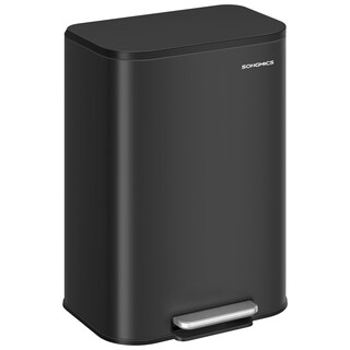 Foto 1 | Bidón De Basura Songmics 50l De Acero Inoxidable Con Tapa De Tinta Negra Ultb - Venta Internacional.