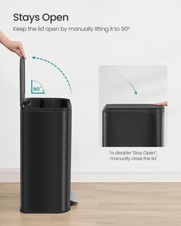 Foto 6 | Bidón De Basura Songmics 50l De Acero Inoxidable Con Tapa De Tinta Negra Ultb - Venta Internacional.