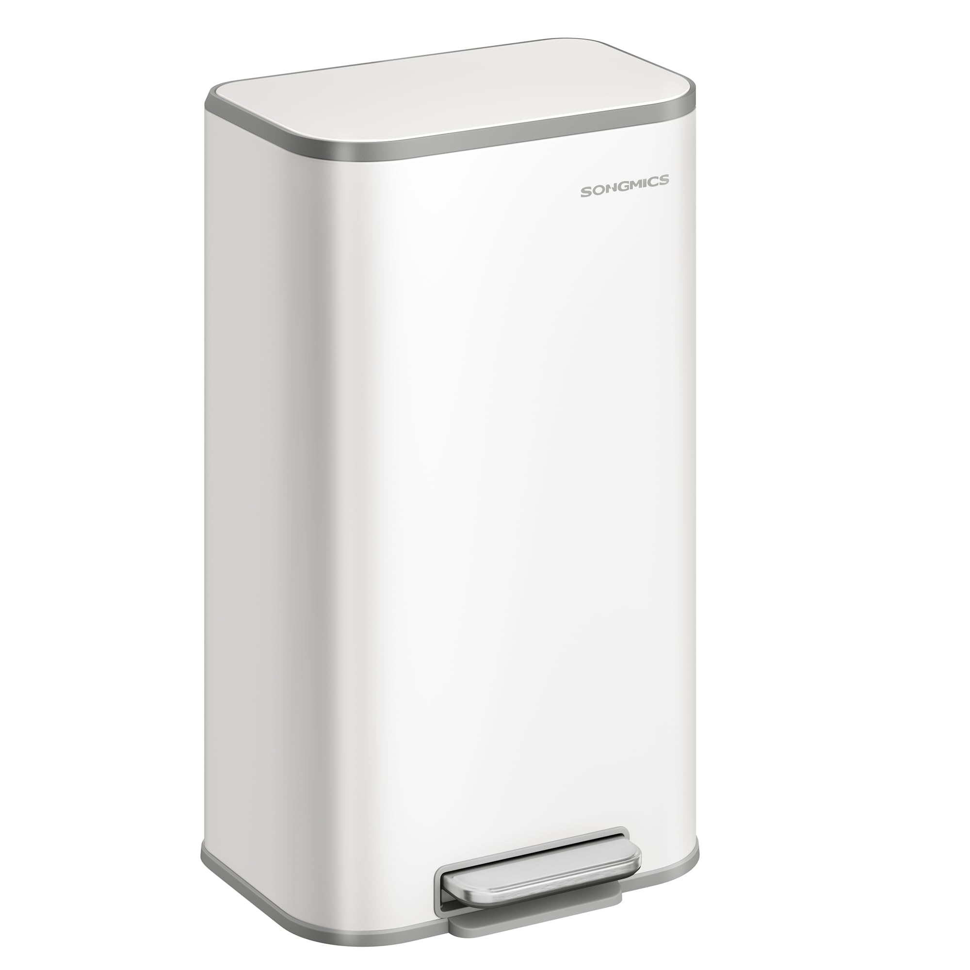 Foto 1 | Bote De Basura Songmics De Acero Inoxidable De 30 Litros Con Tapa, Color Blanco Nube - Venta Internacional.