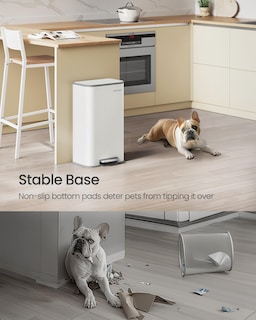 Foto 4 | Bote De Basura Songmics De Acero Inoxidable De 30 Litros Con Tapa, Color Blanco Nube - Venta Internacional.