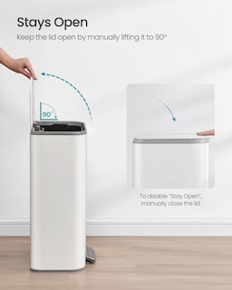 Foto 6 | Bote De Basura Songmics De Acero Inoxidable De 30 Litros Con Tapa, Color Blanco Nube - Venta Internacional.