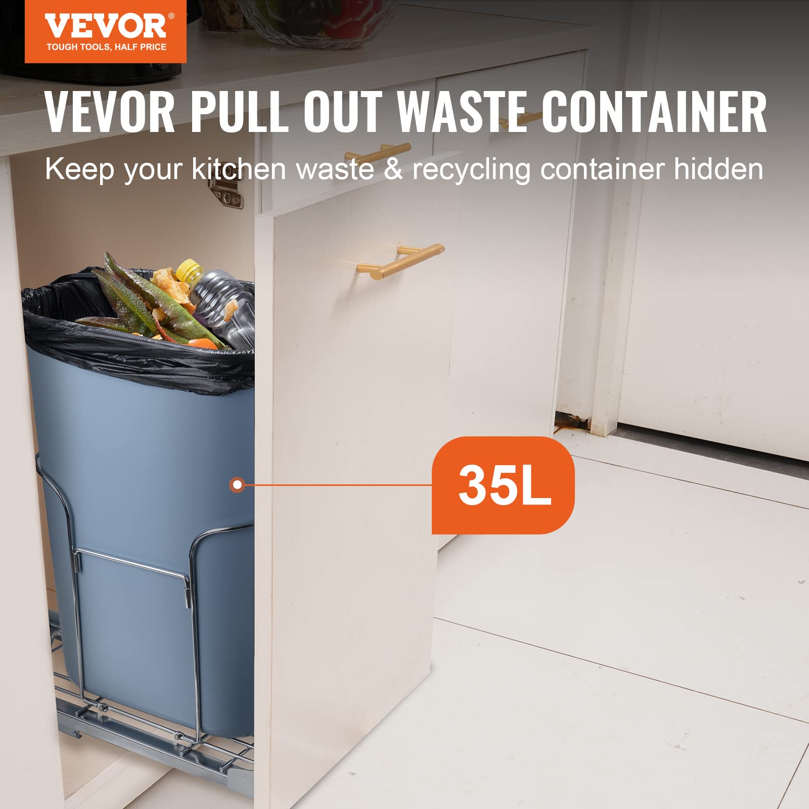 Foto 4 pulgar | Cubo De Basura Extraíble Vevor, 37 Cuartos De Galón, 35 L - Venta Internacional.