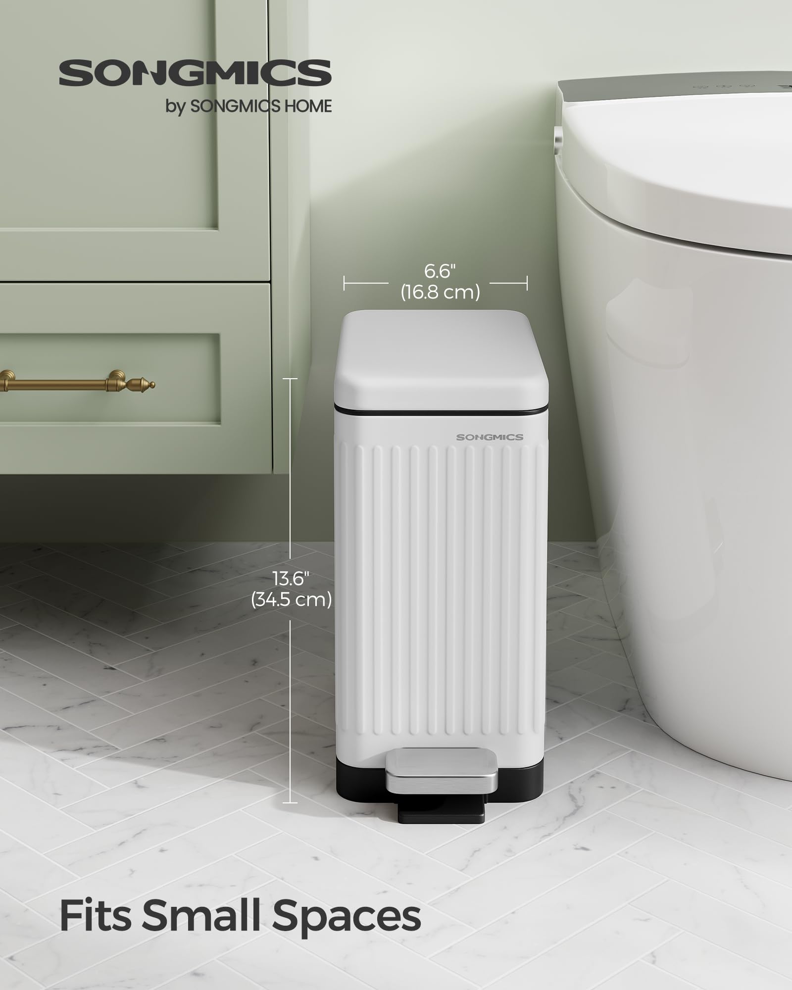 Foto 3 pulgar | Bote De Basura Songmics De Acero Inoxidable De 10 Litros Con Tapa Para Baño - Venta Internacional.