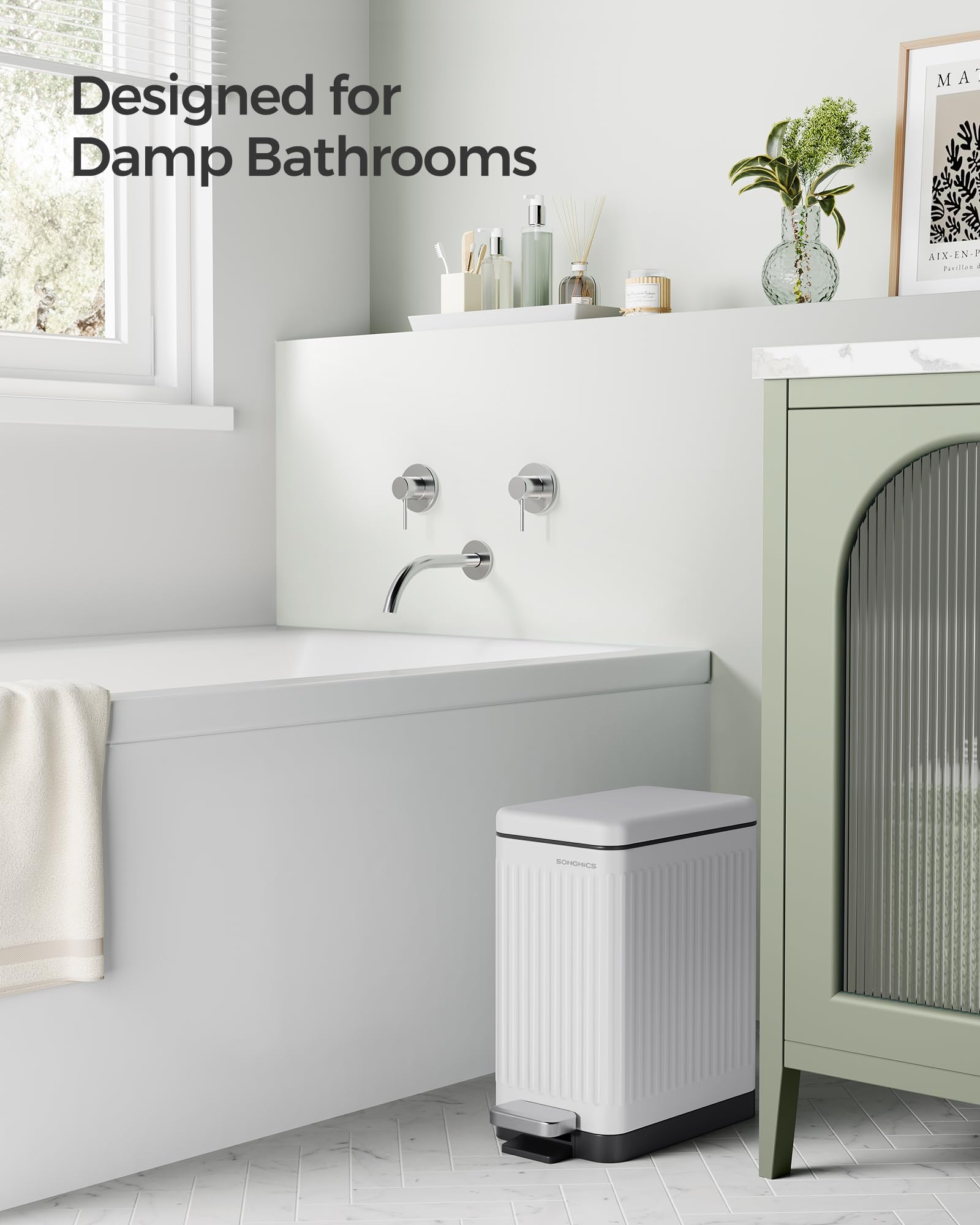 Foto 4 pulgar | Bote De Basura Songmics De Acero Inoxidable De 10 Litros Con Tapa Para Baño - Venta Internacional.
