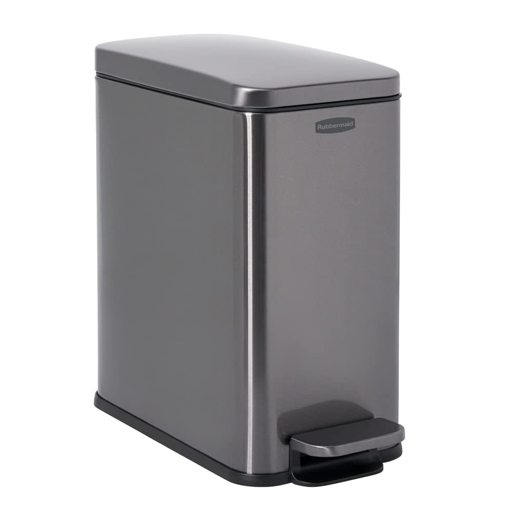 Foto 2 pulgar | Bidón De Basura Rubbermaid Slim Step-on De Acero Inoxidable, 10 Litros - Venta Internacional.