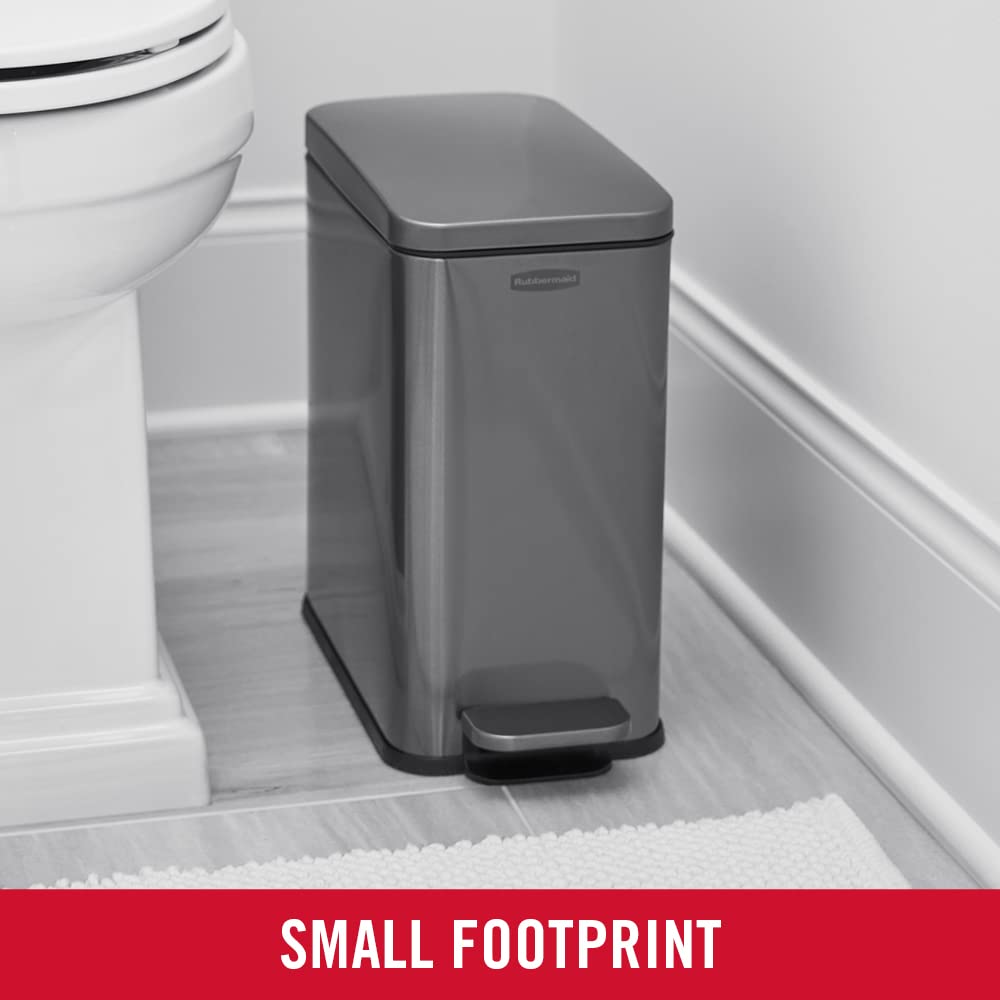 Foto 3 pulgar | Bidón De Basura Rubbermaid Slim Step-on De Acero Inoxidable, 10 Litros - Venta Internacional.