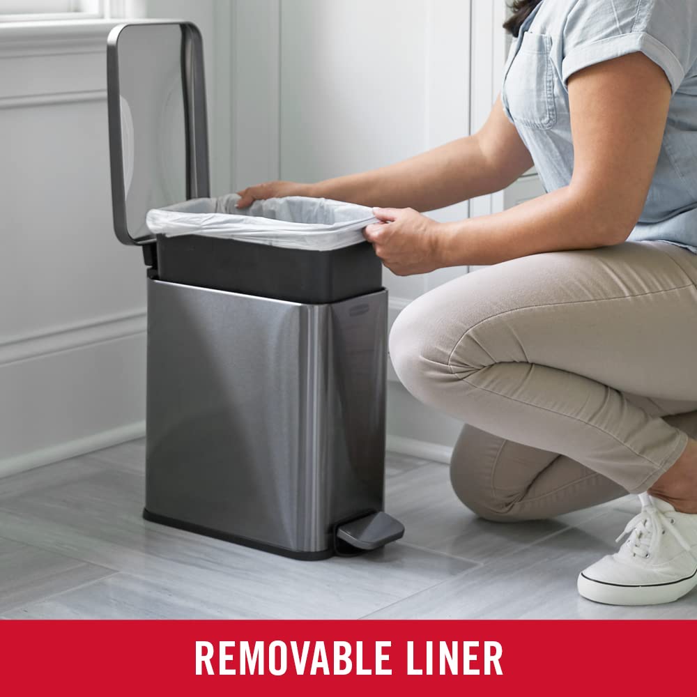 Foto 7 pulgar | Bidón De Basura Rubbermaid Slim Step-on De Acero Inoxidable, 10 Litros - Venta Internacional.