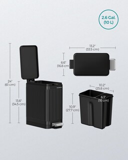 Foto 7 | Bote De Basura Songmics De Acero Inoxidable De 10 Litros Con Tapa Para Baño - Venta Internacional.