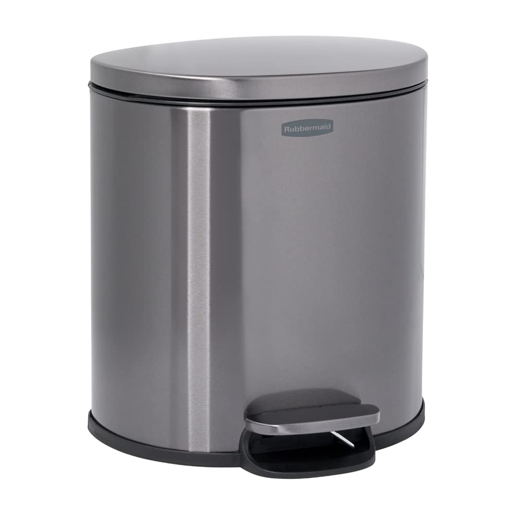 Foto 1 | Bote De Basura Rubbermaid De Acero Inoxidable De 6 Litros Con Tapa, Color Carbón - Venta Internacional.