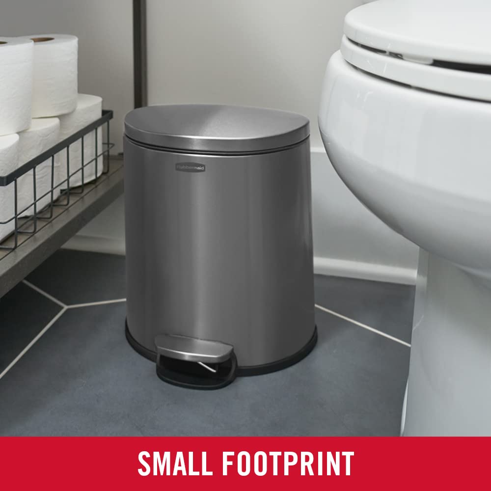 Foto 2 | Bote De Basura Rubbermaid De Acero Inoxidable De 6 Litros Con Tapa, Color Carbón - Venta Internacional.