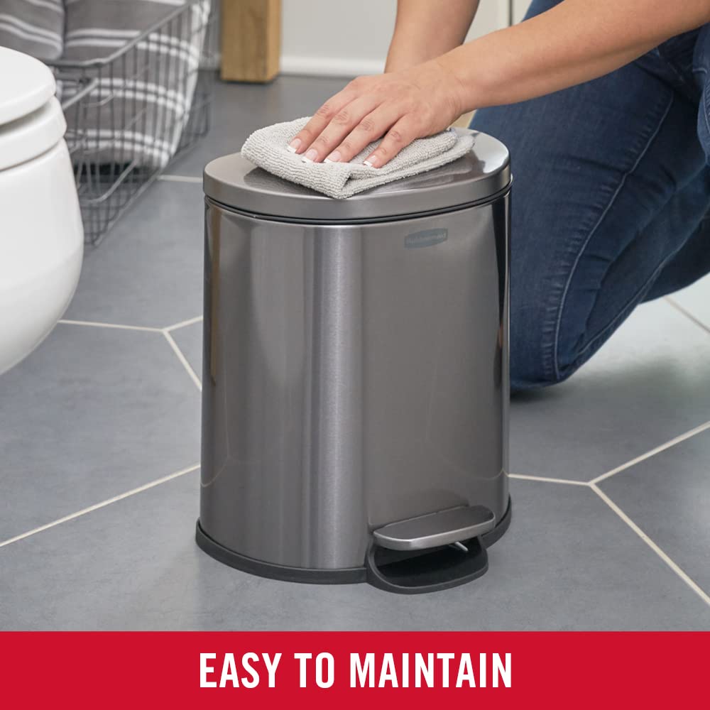 Foto 6 pulgar | Bote De Basura Rubbermaid De Acero Inoxidable De 6 Litros Con Tapa, Color Carbón - Venta Internacional.
