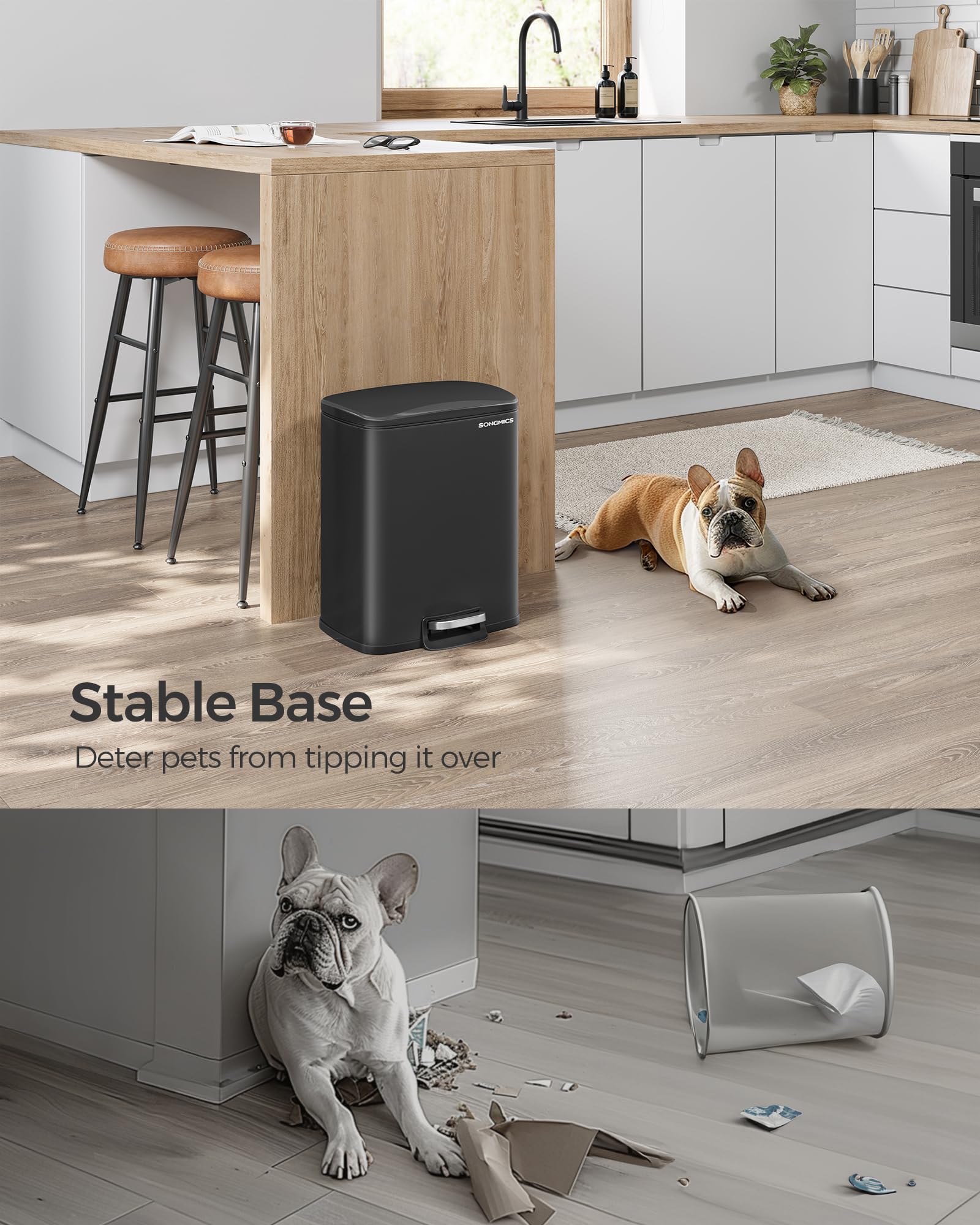 Foto 4 | Cubo De Basura Songmics De Acero Inoxidable De 20 Litros Con Tapa Negra Ultb543b01 - Venta Internacional.