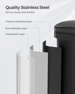 Foto 5 | Cubo De Basura Songmics De Acero Inoxidable De 20 Litros Con Tapa Negra Ultb543b01 - Venta Internacional.