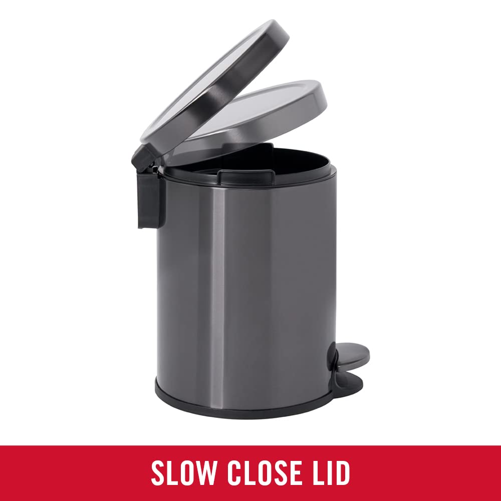 Foto 5 pulgar | Bote De Basura Rubbermaid De Acero Inoxidable De 6 Litros Con Tapa, Color Carbón - Venta Internacional.