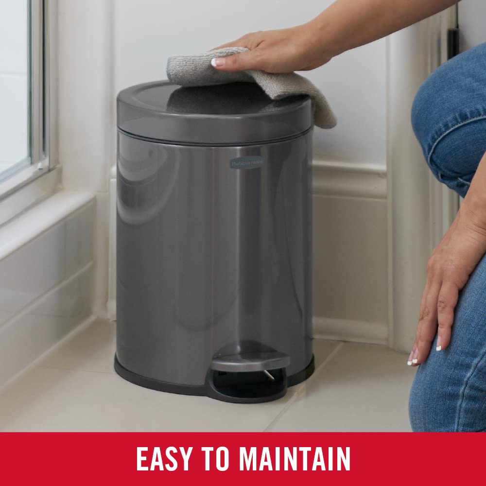 Foto 6 pulgar | Bote De Basura Rubbermaid De Acero Inoxidable De 6 Litros Con Tapa, Color Carbón - Venta Internacional.