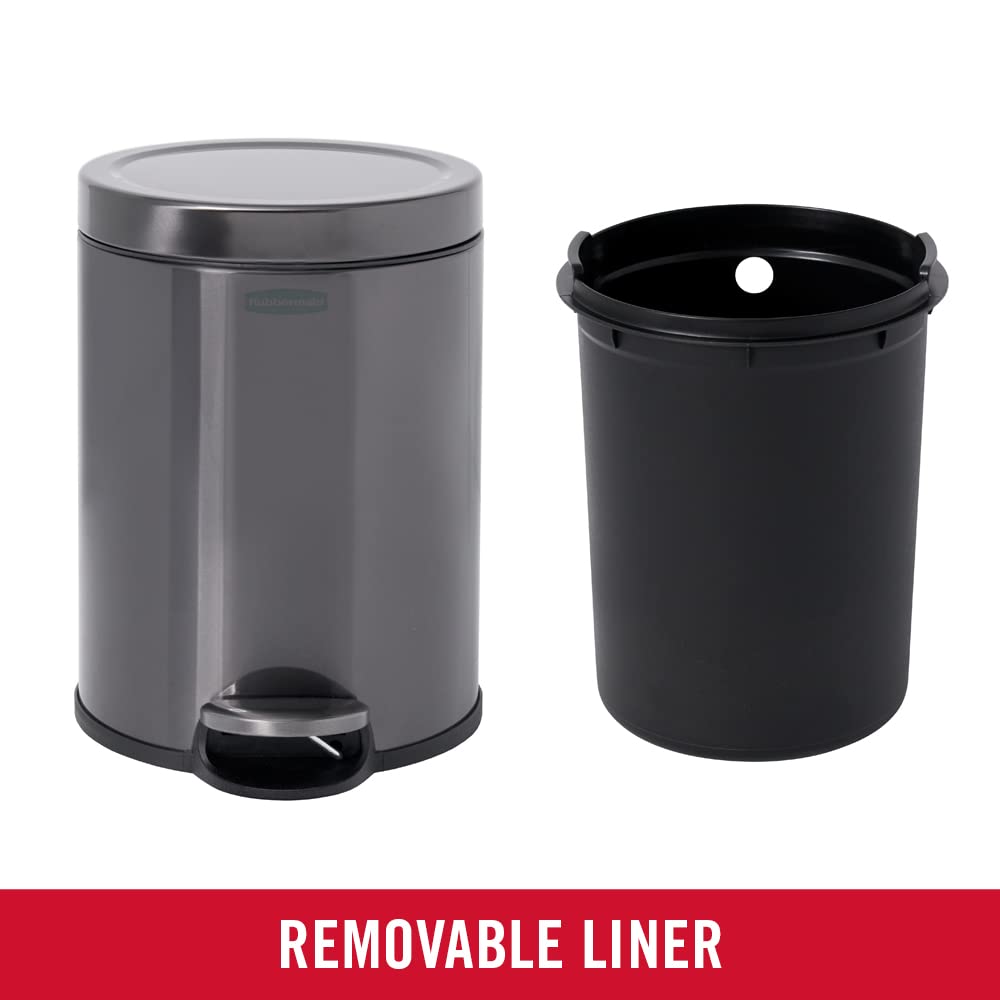 Foto 7 pulgar | Bote De Basura Rubbermaid De Acero Inoxidable De 6 Litros Con Tapa, Color Carbón - Venta Internacional.
