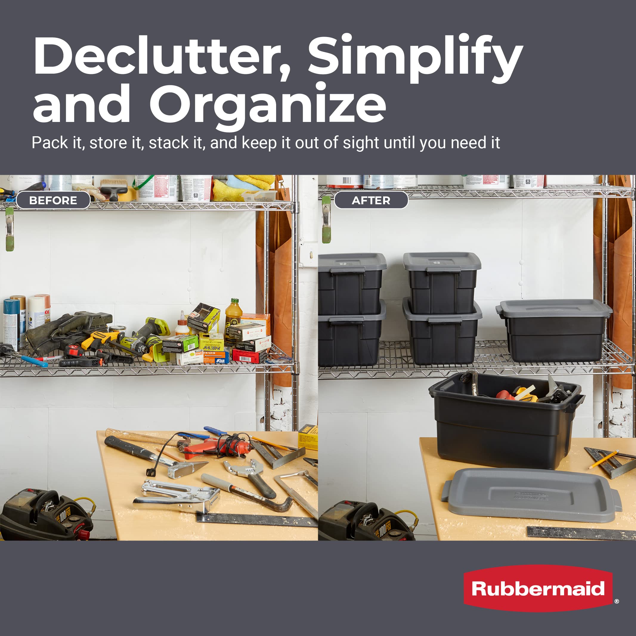Foto 7 | Bolso Rubbermaid Con Cuello Rugoso, 11.4 L, Paquete De 6 Unidades, Negro Y Gris - Venta Internacional.