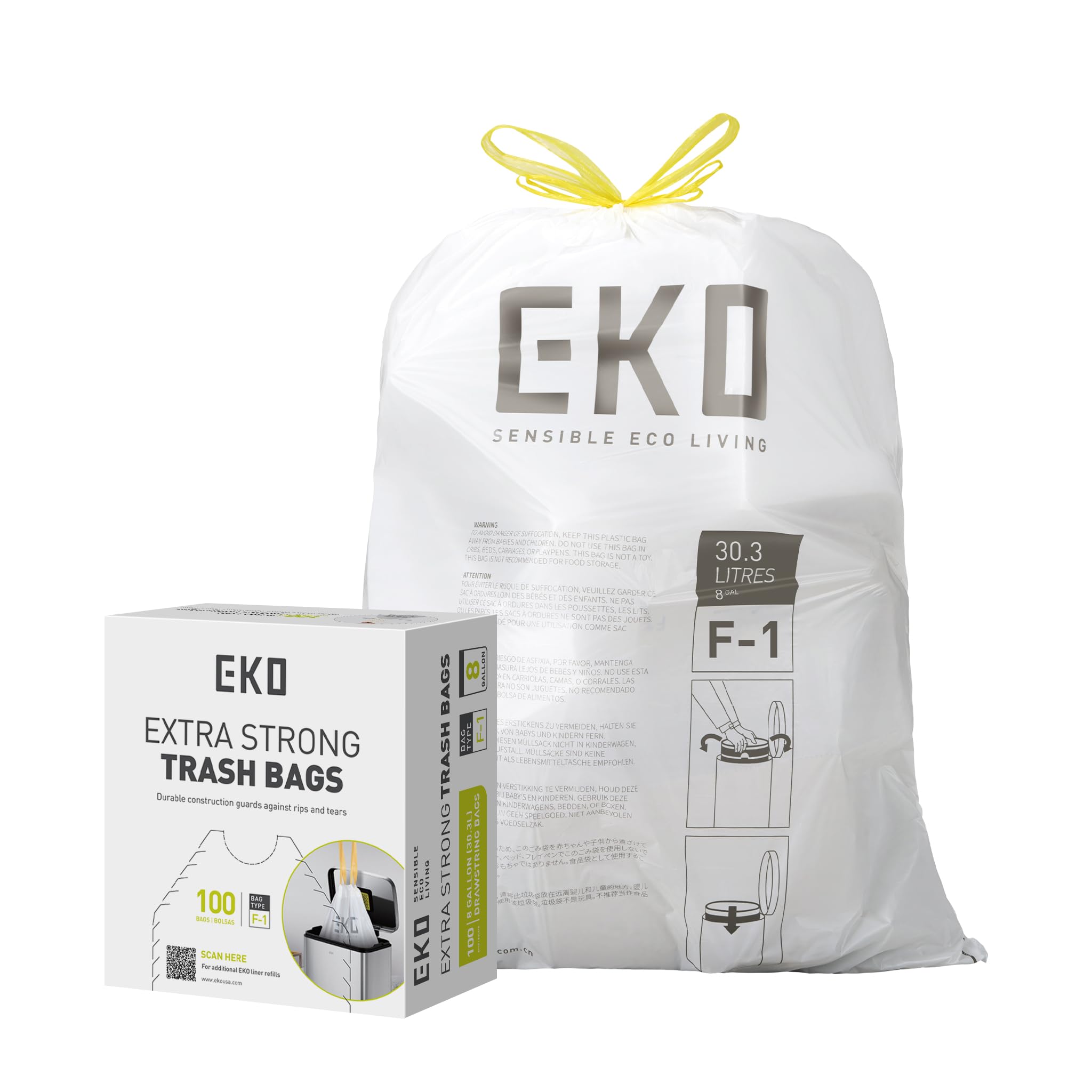 Foto 1 | Bolsas De Basura Eko, Rollo De Fácil Dispensación, 100 Unidades, Extra Fuertes, 8 Galones - Venta Internacional.