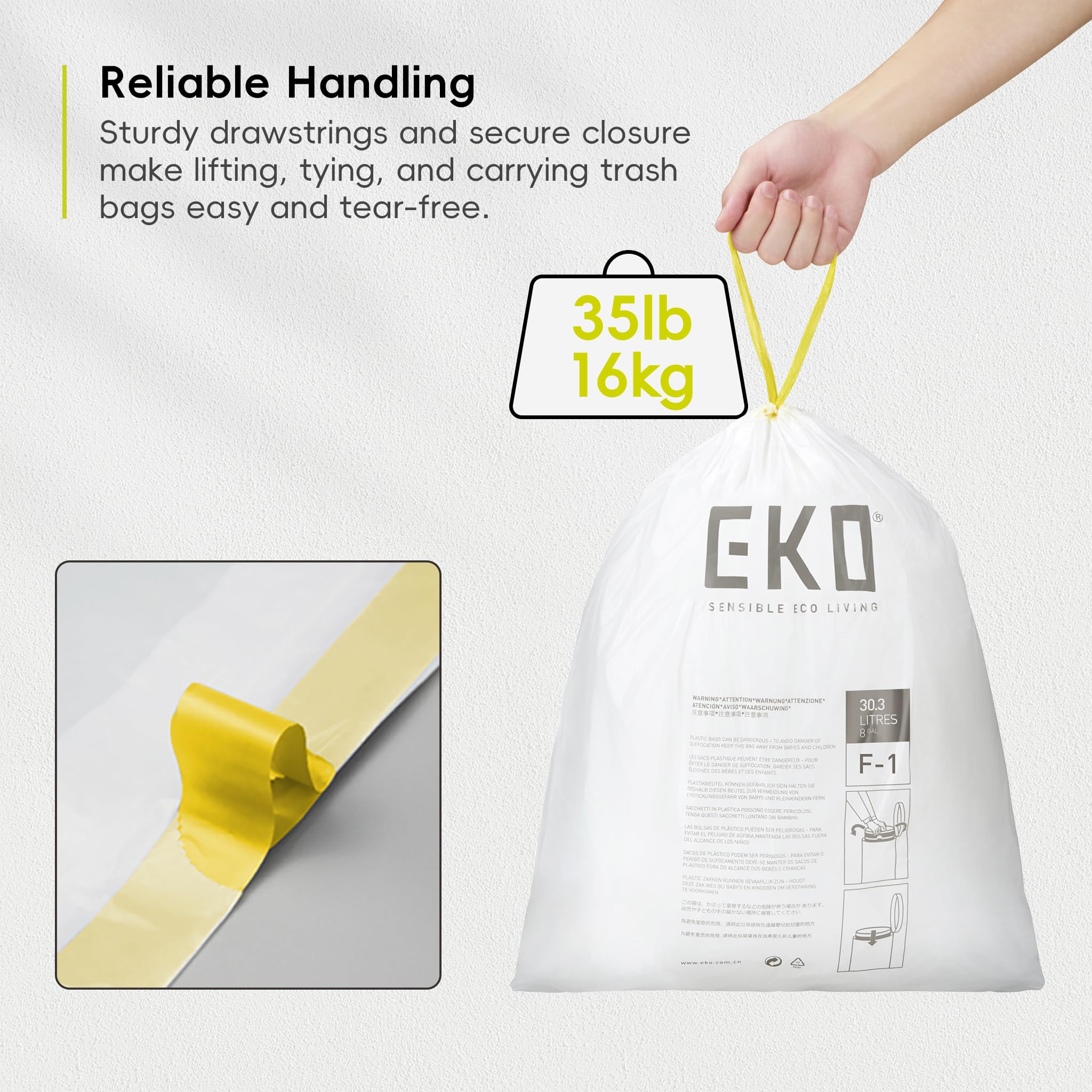Foto 4 | Bolsas De Basura Eko, Rollo De Fácil Dispensación, 100 Unidades, Extra Fuertes, 8 Galones - Venta Internacional.