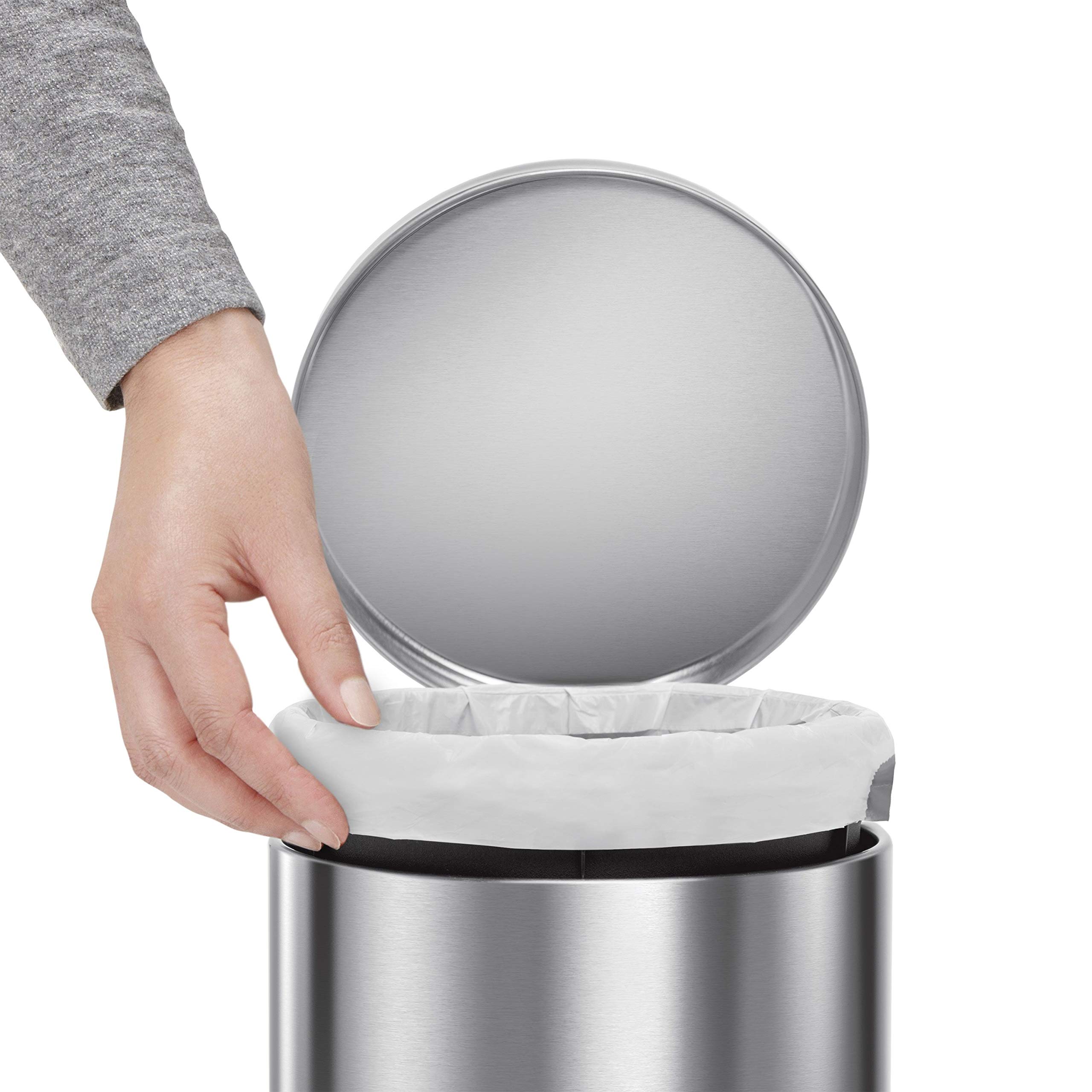 Foto 5 | Bote De Basura Simplehuman De Acero Inoxidable Redondo De 4 5 L/1 2 Galones - Venta Internacional.